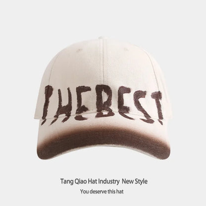 American Retro Washed Letter Baseball Cap for Men and Women