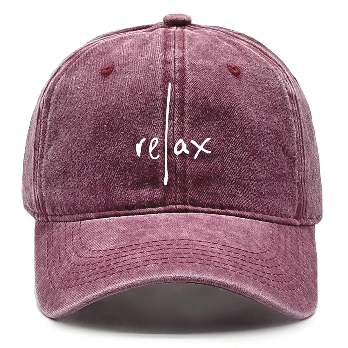 Washed Cotton Snapback Baseball Hat Artistic Text Relax Snapback Hat
