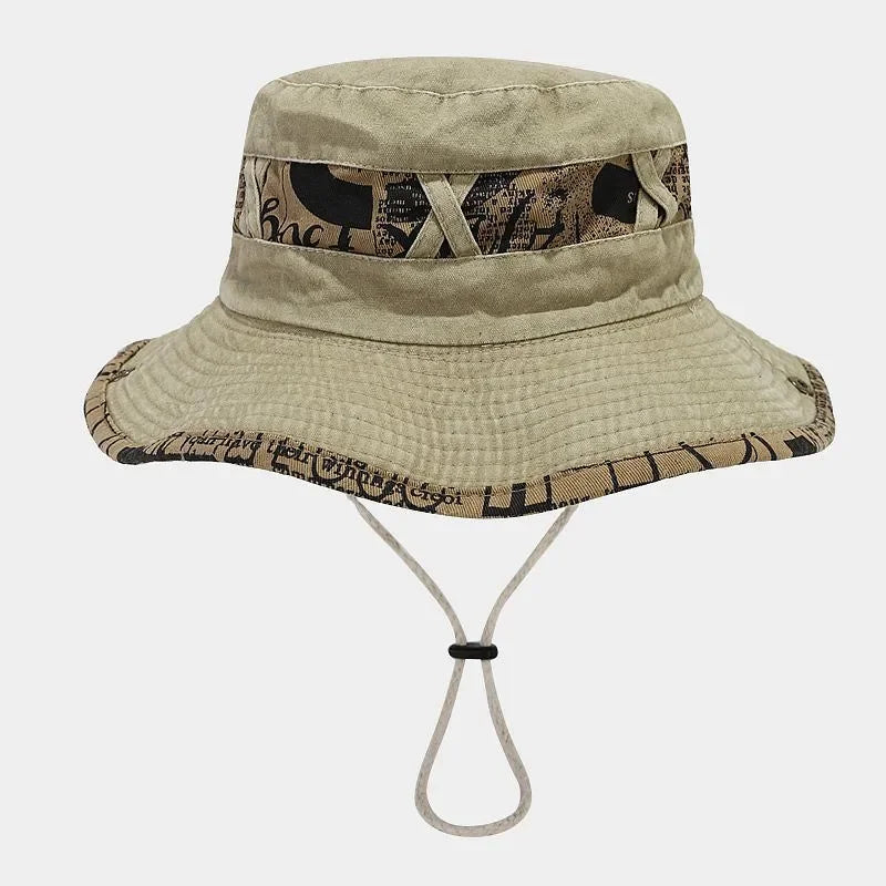 Spring Summer Cotton Letter Embroidery Pattern Bucket Hat