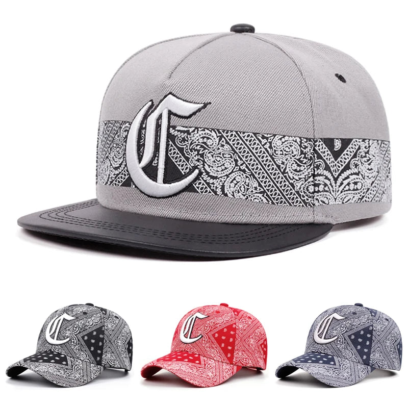 Creative Skateboarding Hat Paisley Gothic C-letter Embroidered Baseball Hat