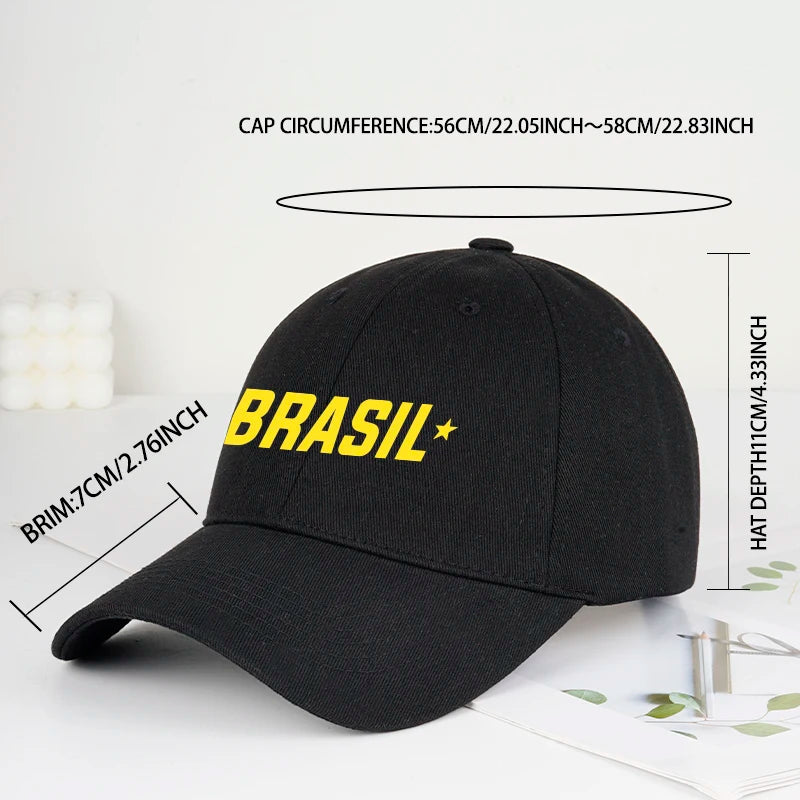 Brazil Fans “BRASIL” Printed Soft-Peak Baseball Cap