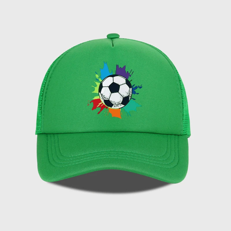 Colorful Soccer Splash Print Sponge Mesh Cap