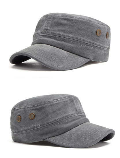 Men Flat Army Hat Washed Cotton Vintage Visor Baseball Cap Hunting Militarily Caps Casual Outdoor