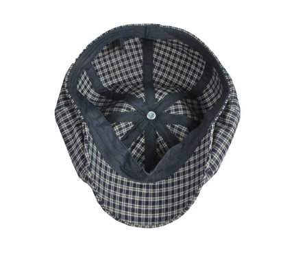 Spring Summer Octagonal Hat Men Women Little Plaid Eight-Blade Painters Newsboy Cap