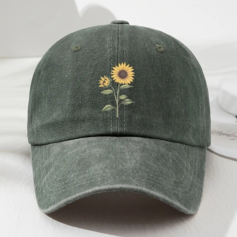 Retro Sunflower Pattern Baseball Hat Dad Hat