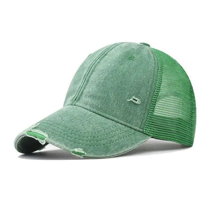Cotton Washed Distressed Mesh Breathable Summer Baseball Cap