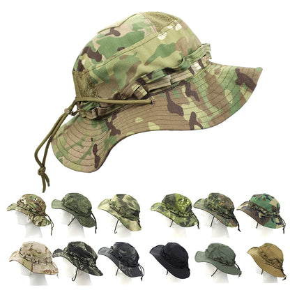 Camouflage Enthusiasts Square Pocket Camo Bonnie Cap US Bucket Benny Hats Fishing