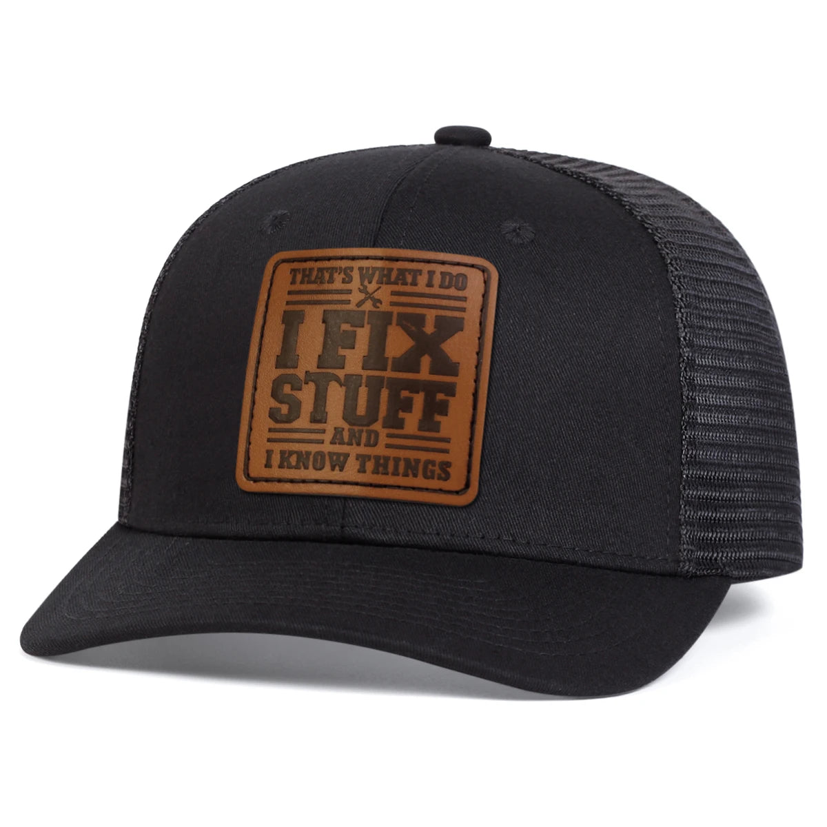 Unisex Fixstuff Leather Label Baseball Net Caps Spring and Summer