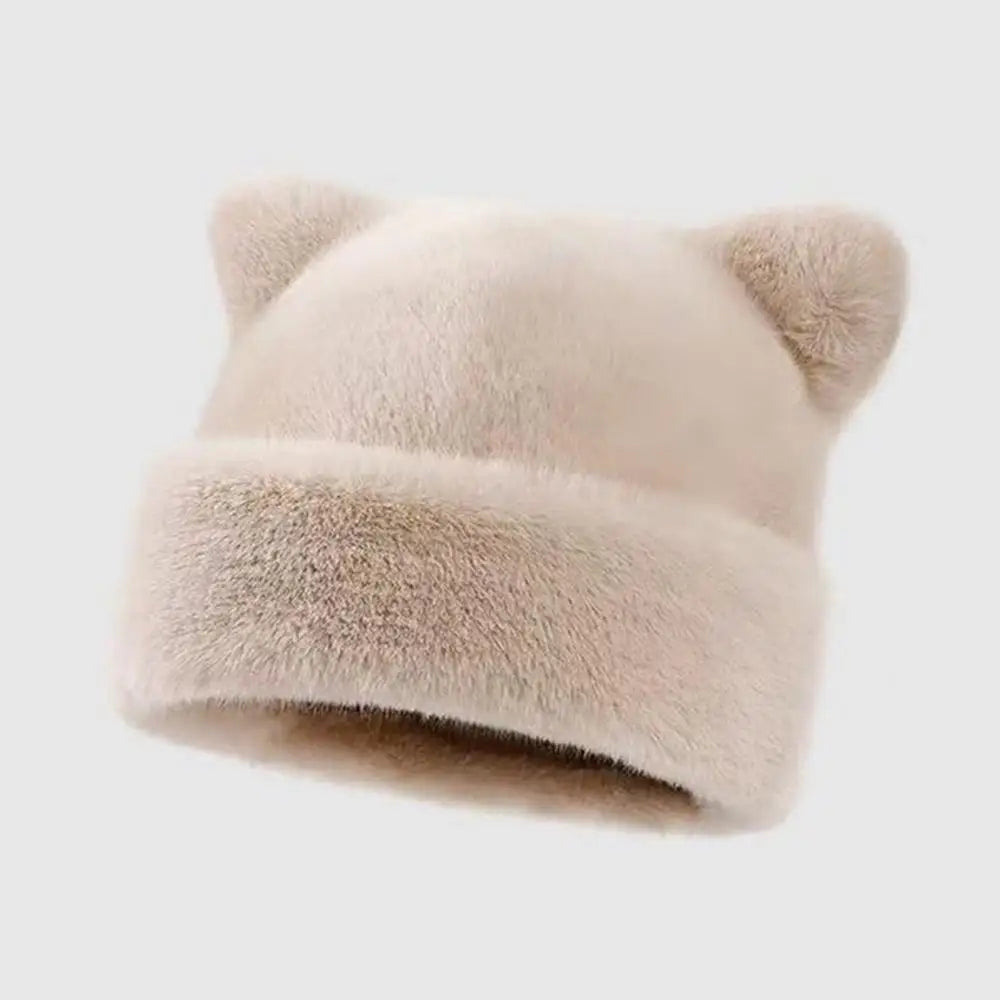Leopard Print Fur Plush Beanie Teddy Bear Hat