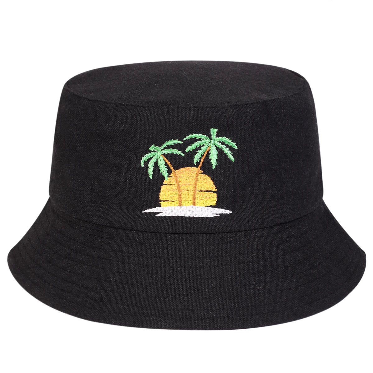 Unisex Sunset Coconut Tree Panama Fisherman Hat for Men Women Bucket Hat