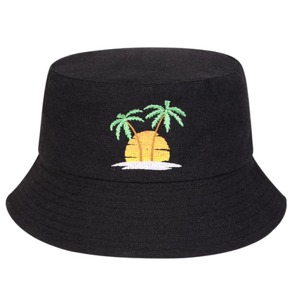 Unisex Sunset Coconut Tree Panama Fisherman Hat for Men Women Bucket Hat