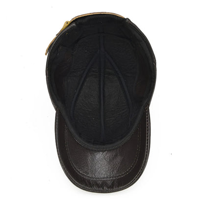 2026 Male Winter Genuine Real Cow Leather Baseball Hats