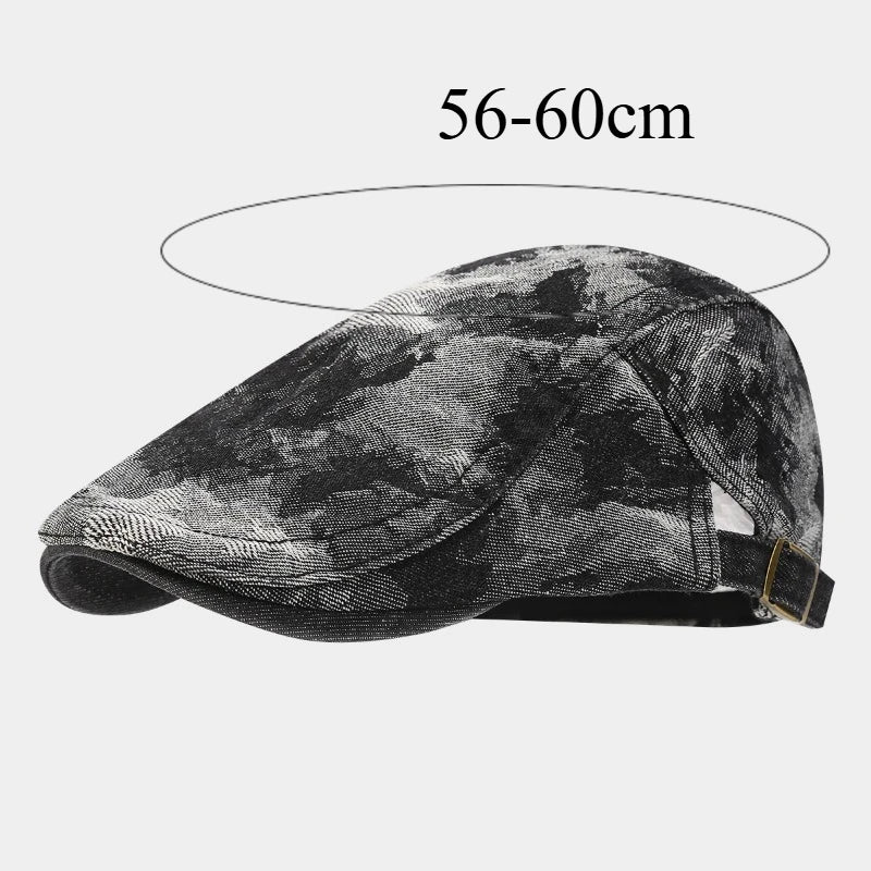 Vintage Tie Dye Washed Denim Flat Cap
