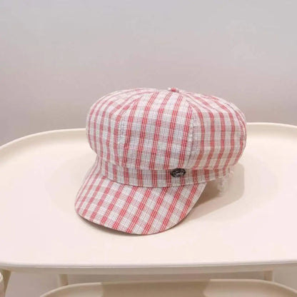 2026 New Vintage Plaid Octagonal Beret Hat Women