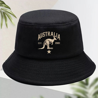 Men's Casual Australian Kangaroo Print Bucket Hat - Golden Print