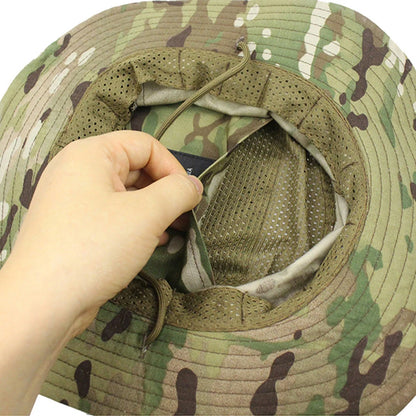 Camouflage Enthusiasts Square Pocket Camo Bonnie Cap US Bucket Benny Hats Fishing