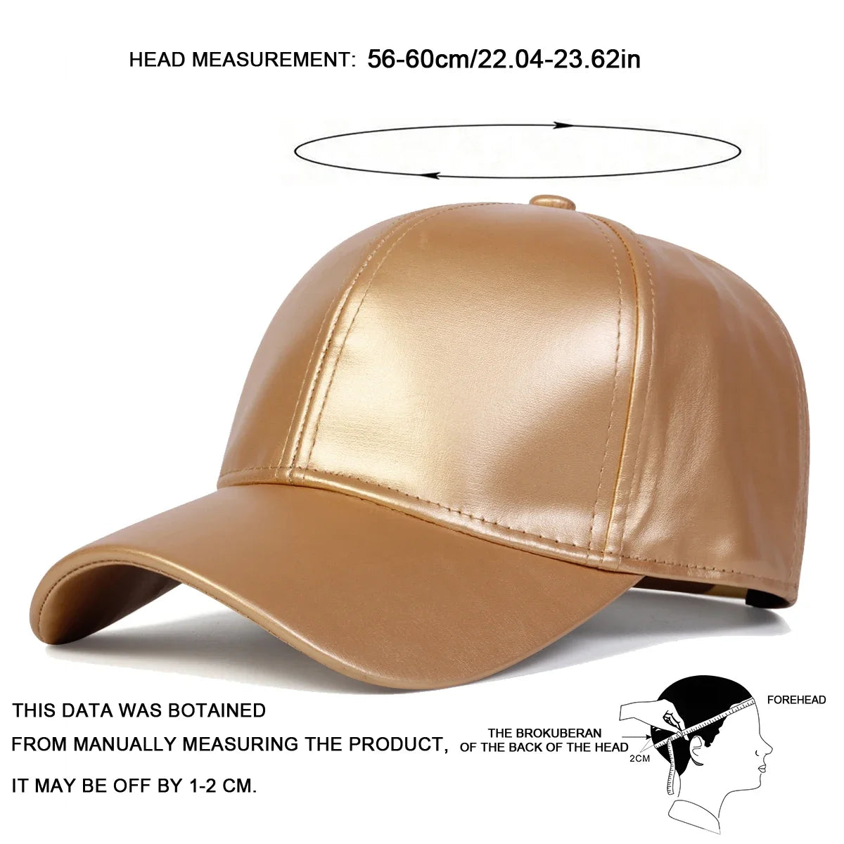 Unisex Light Panel Solid Color PU leather Baseball Caps Spring Autumn