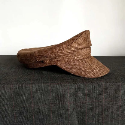 Summer Preppy Style Linen Navy Cap For Men Women Outdoor