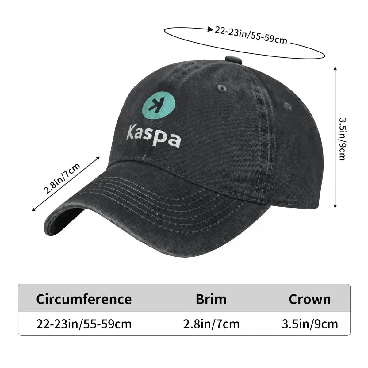 Kaspa KAS Crypto Altcoin - Clean Stacked Green Logo Fashion Baseball Cap
