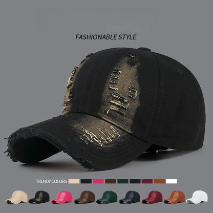 Cool Fashion Women Men Ripped Denim Cotton Baseball Cap