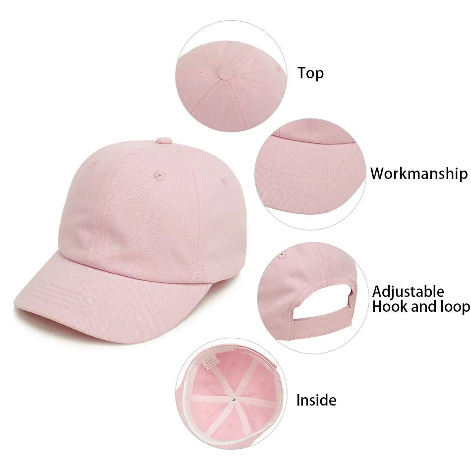 Baby Girl Baseball Caps Pink Black White Gray Children Low Profile Sun Hat Kids