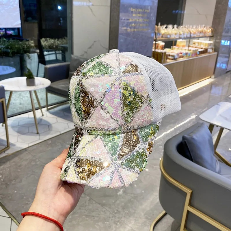Colorful Sequin Breathable Mesh Baseball Cap