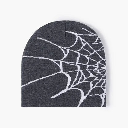 Spider Web Pattern Jacquard Knit Hat