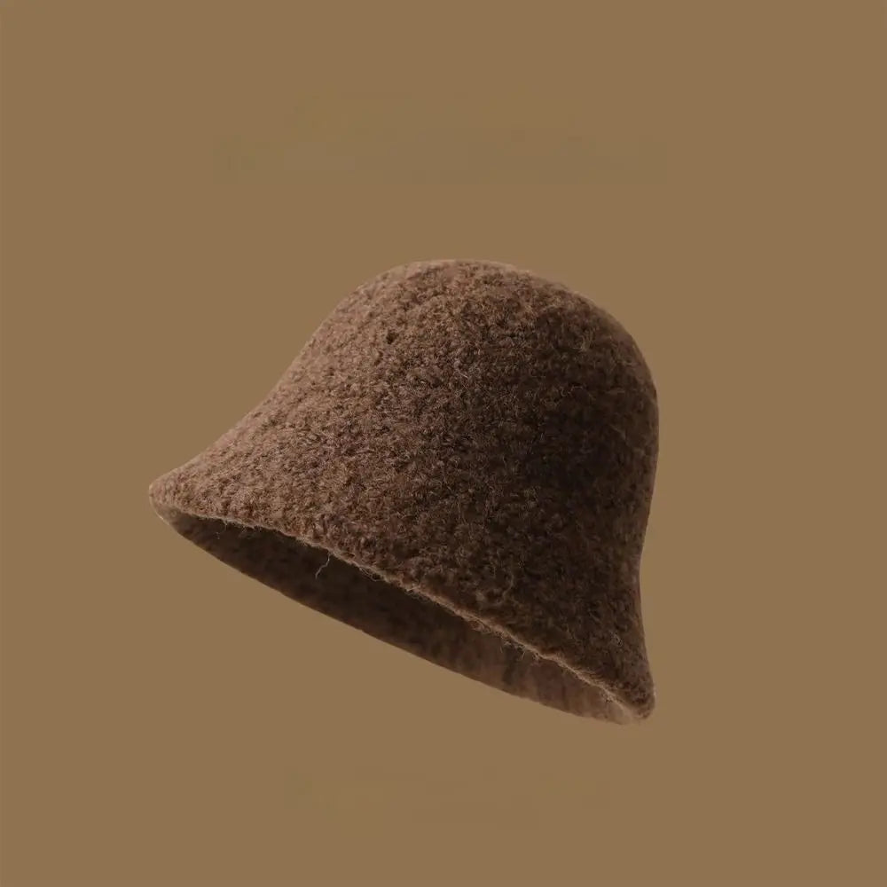 Casual Wool Bucket Hat Thickened Windproof Fisherman Hats