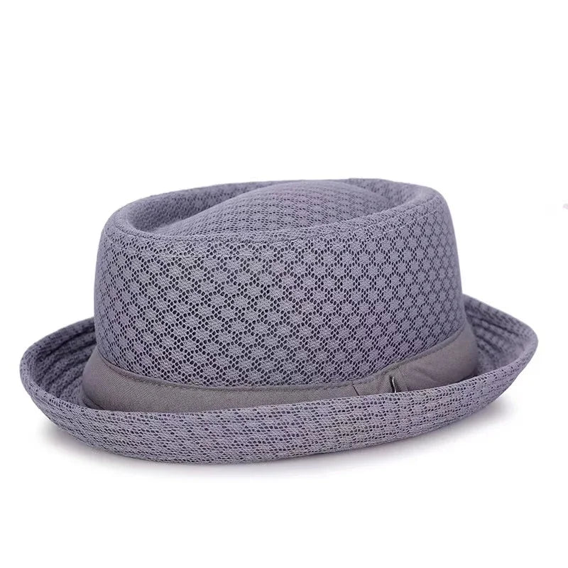 New Breathable Hat England Mesh Flat Straw Hat Retro England Jazz Foldable Sun Hats