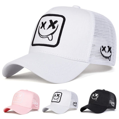 Unisex XX Smiling Face Embroidery Baseball Net Caps Spring And Summer Outdoor