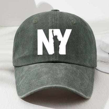 Unisex NY Goddess Print Soft Top Baseball Cap, Adjustable Outdoor Hat