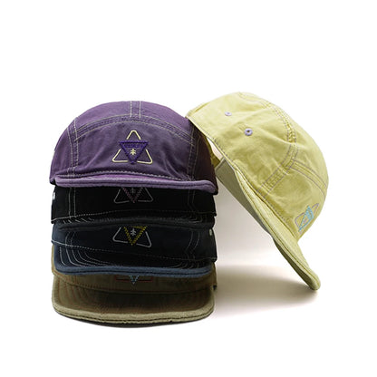 Embroidery Short Soft Brim Baseball Cap 5 Panels Cotton Dad Caps