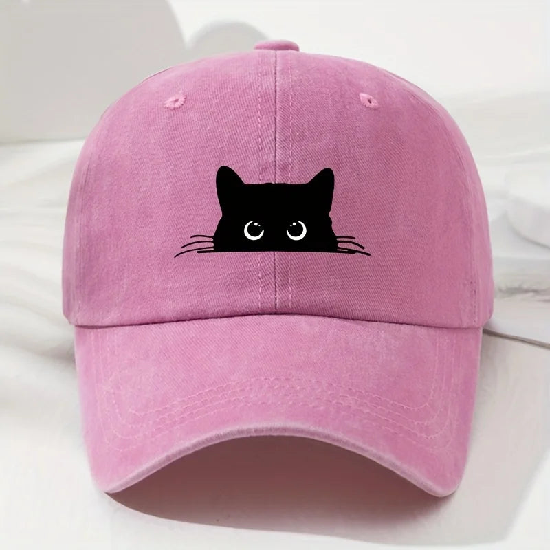 Black Cat Printed Baseball Cap Retro Men's and Women's