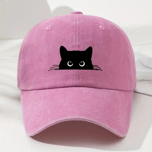 Black Cat Printed Baseball Cap Retro Men's and Women's