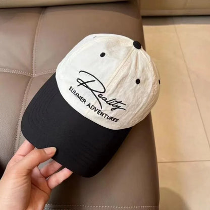 Lightweight Quick Dry Two Tone Baseball Cap Cursive Embroidery Letter Dad Hat