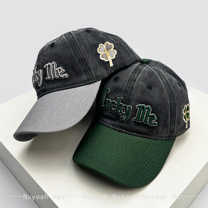 3D Lucky Four-Leaf Clover Letter Embroidery Baseball Hats