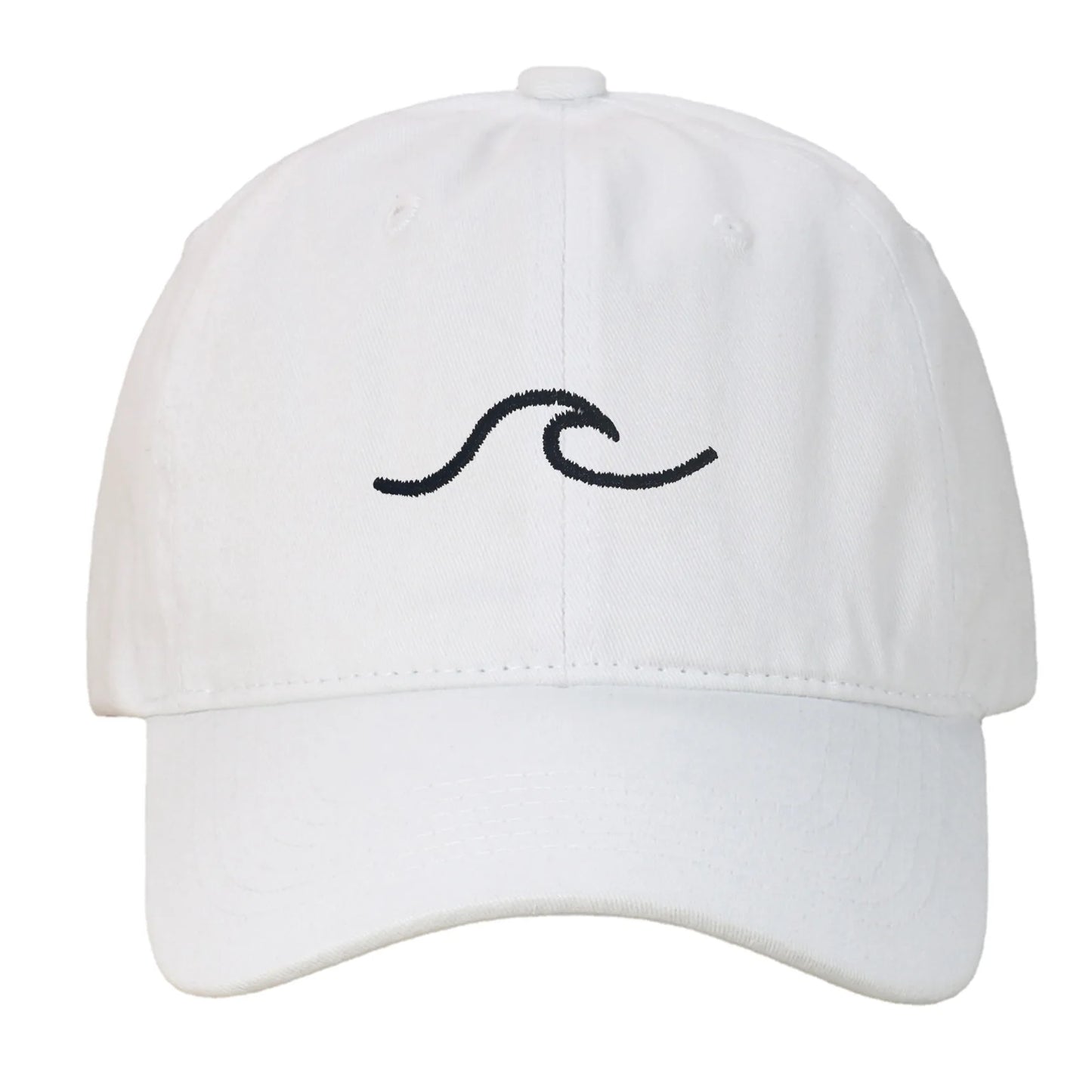 Wave Pattern Embroidered Baseball Cap, Solid Color Washed Retro Hat, Men's and Women's