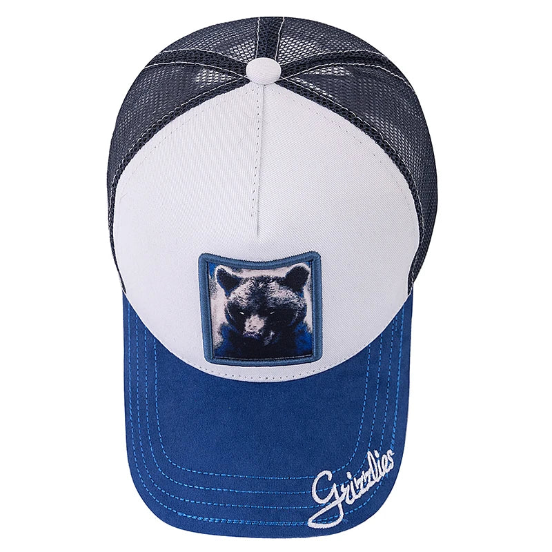 Unisex Trucker Hat Grizzlies Pattern Patch Design Suede Sun Hat Summer Animal Baseball Cap For Men Women ﻿