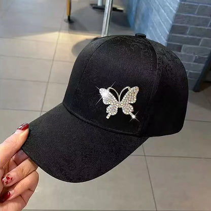Unisex Rhinestone Butterfly Baseball Caps Spring Autumn