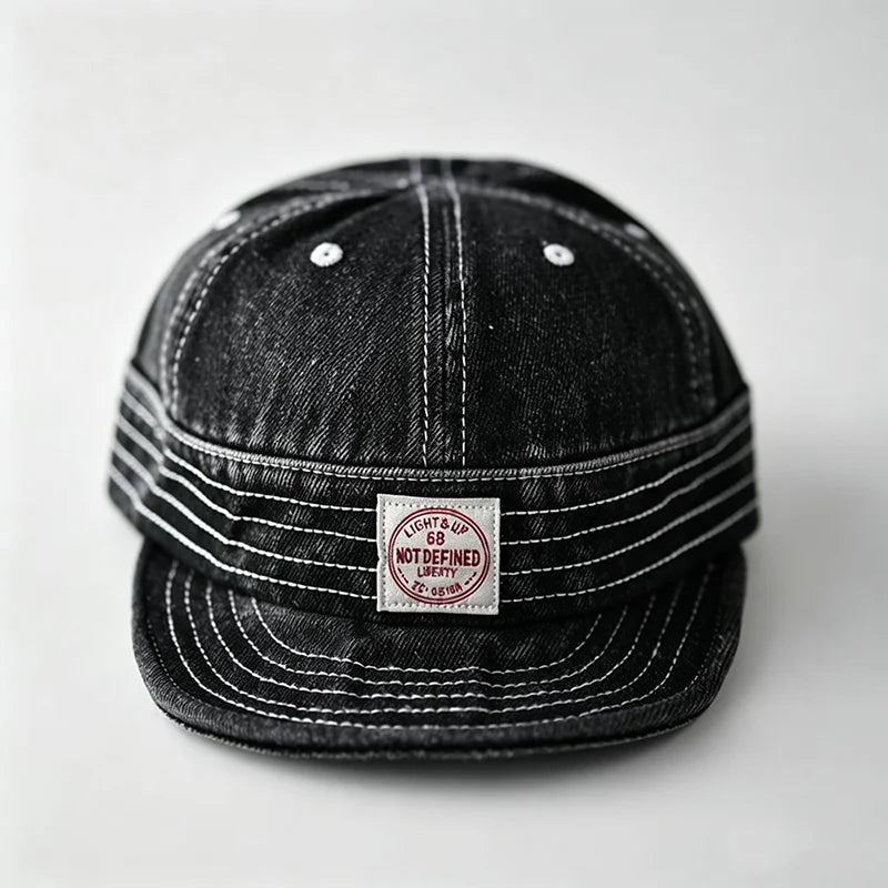 Washed Patch-Lettered Soft-Brimmed Denim Baseball Cap