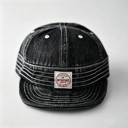 Washed Patch-Lettered Soft-Brimmed Denim Baseball Cap