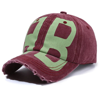 New Spring Washed Distressed Soft Top Printed Baseball Cap