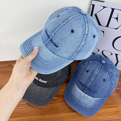 Denim Baseball Cap For Women Men Vintage Thick Cotton Caps Unisex