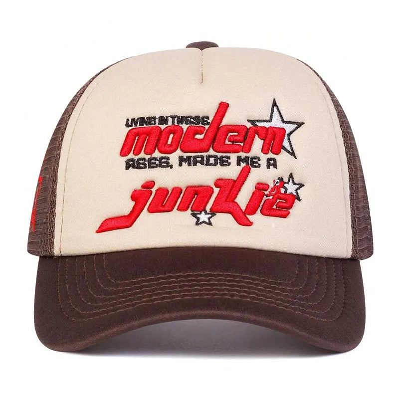 Unisex Modern Junkie Letter Embroidery Baseball Net Caps Spring and Summer