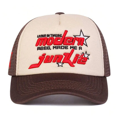 Unisex Modern Junkie Letter Embroidery Baseball Net Caps Spring and Summer
