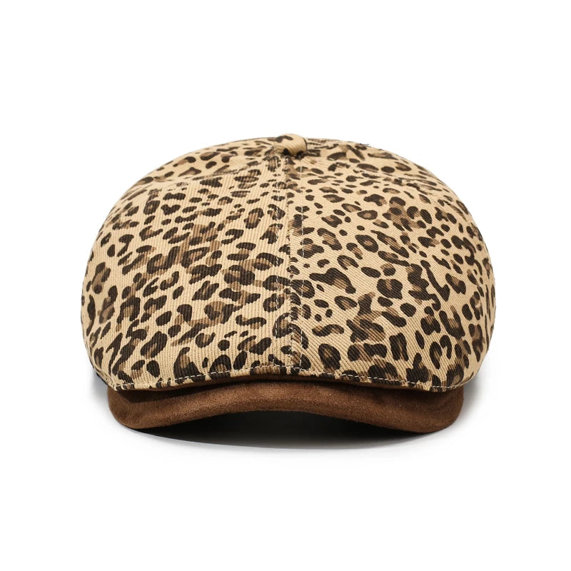 Leopard Print Newsboy Cap - American Vintage Paperboy Hat