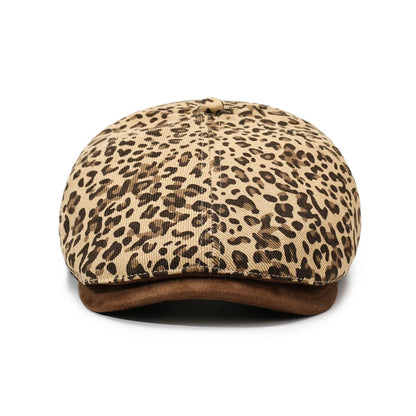 Leopard Print Newsboy Cap - American Vintage Paperboy Hat