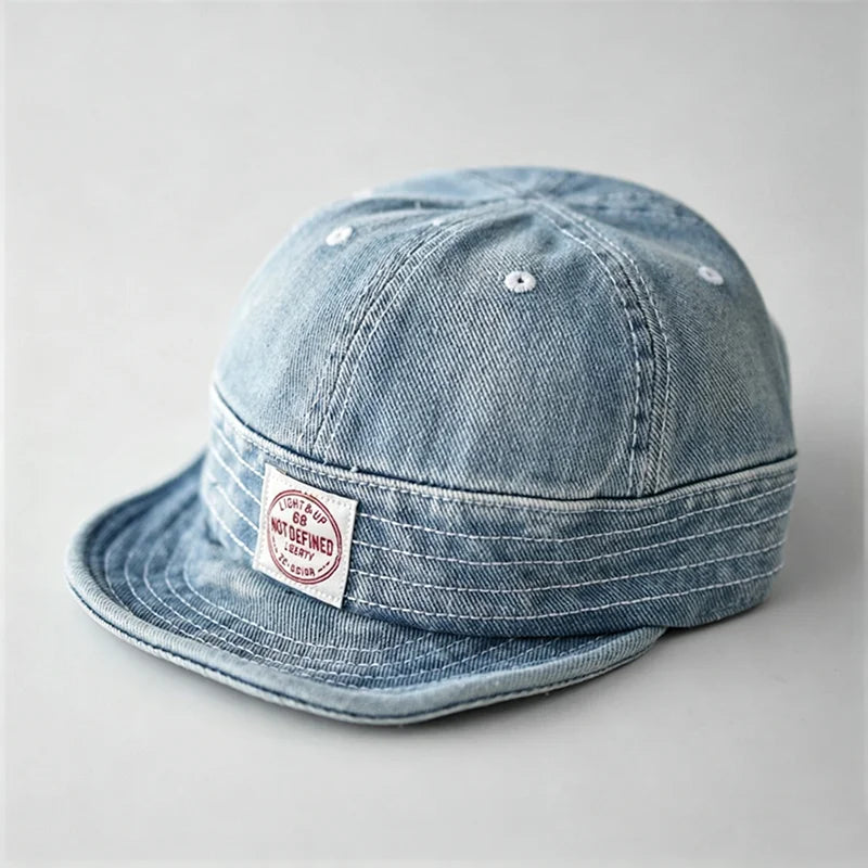 Washed Patch-Lettered Soft-Brimmed Denim Baseball Cap