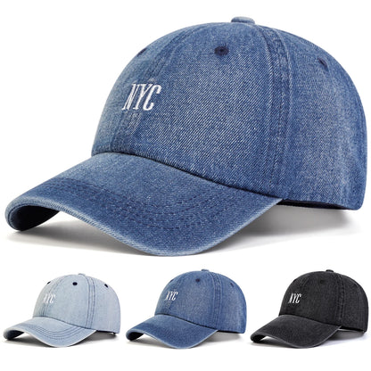 Unisex NYC Embroidery Denim Baseball Caps Spring Autumn