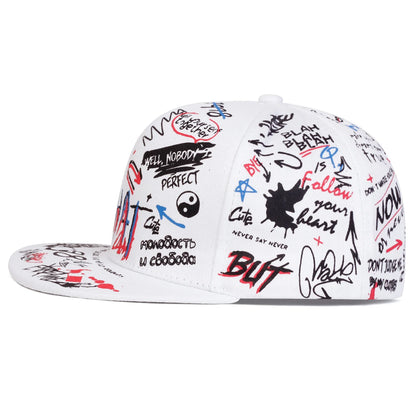 Unisex WHAT Graffiti Print Hip Hop Hats Fashion Spring Autumn Outdoor Adjustable Casual Sunscreen Hat